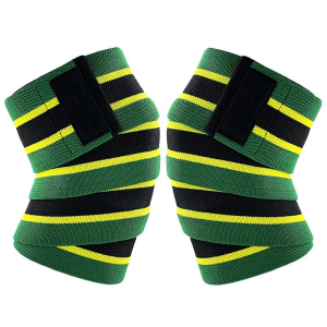 Bande de Genoux Vert pour un soutien imbattable et un confort maximal pendant vos exercices, adaptable à diverses activités sportives.