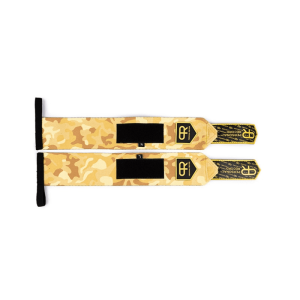 Athlète portant nos Bandes de Poignet Camouflage Jaune pendant une séance de musculation.