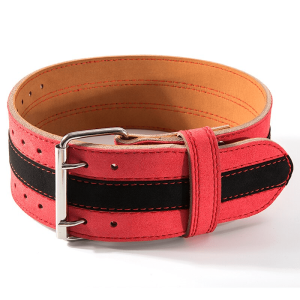"Ceinture de musculation bicolore rouge et noir offrant un soutien lombaire parfait pour l'entraînement intensif"