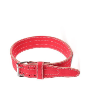 "Athlète soulevant des poids avec la Ceinture de musculation Rouge LeatherLift"